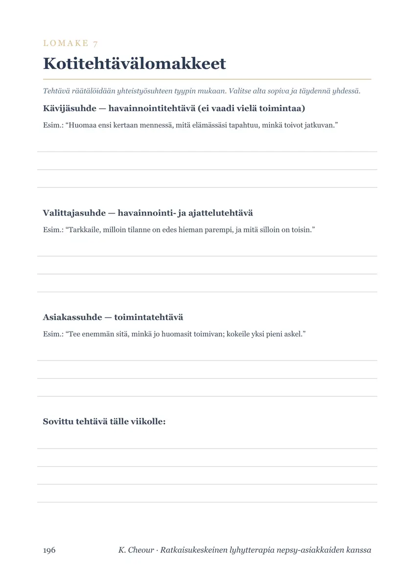 Ratkaisukeskeinen lyhytterapia Lomake